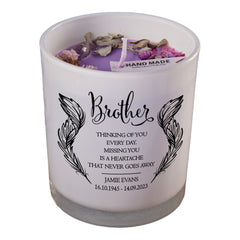 Beautiful Embellished Brother Memorial Remembrance Personalised Candle Gift