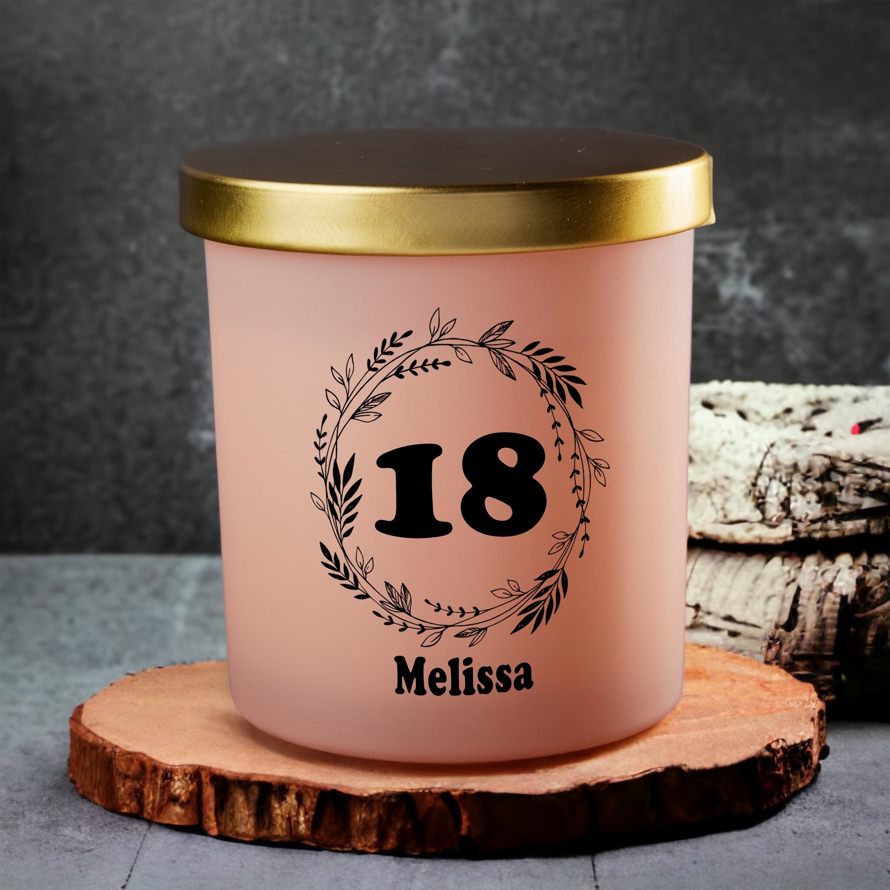 Beautiful Pink Happy 18th Birthday Jar Candle Gift Various Fragrances personalised Candle Lights ukgiftstoreonline