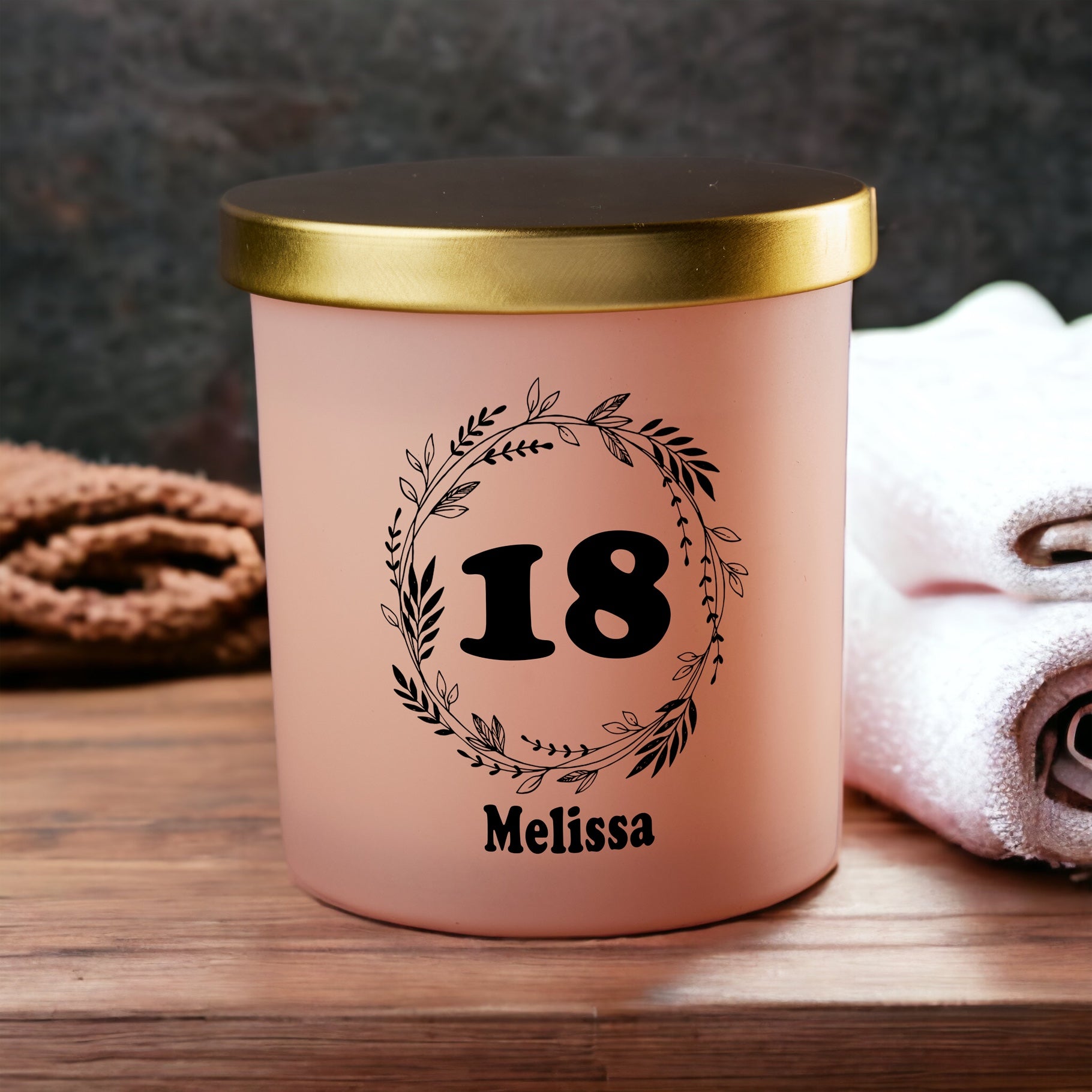 Beautiful Pink Happy 18th Birthday Jar Candle Gift Various Fragrances personalised Candle Lights ukgiftstoreonline Lavender