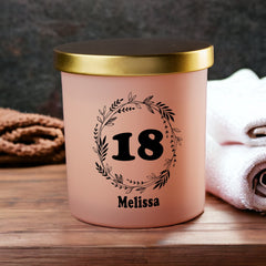 Beautiful Pink Happy 18th Birthday Jar Candle Gift Various Fragrances personalised Candle Lights ukgiftstoreonline Lavender