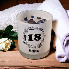 Personalised Happy 18th Birthday Jar Candle Gift With Wreath