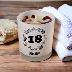 Personalised Happy 18th Birthday Jar Candle Gift With Wreath