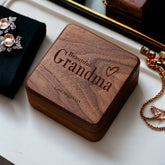 Personalised Grandma Jewellery Box Gift Luxury Walnut Wood Engraved