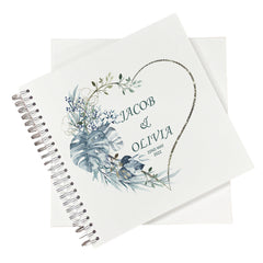 Extra Large Wedding Photo Album Scrapbook Guest Book Boxed Blue Palm Heart