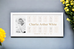 Personalised Baby My First Year Photo Frame 12 Months Heart Background