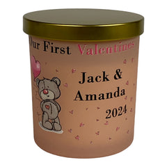 Beautiful Pink Personalised First Valentines Jar Candle Gift
