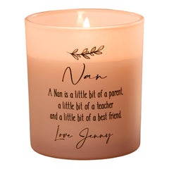 Beautiful Pink Personalised Nan Sentiment Jar Candle Gift For Her