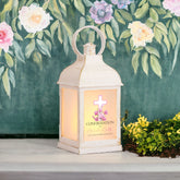 Personalised Confirmation Lantern Light Candle With Pink Cross