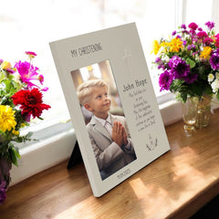 Christening Gift, Printed Christening Photo Frame With Name and Date
