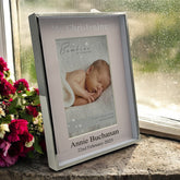 Personalised Christening Day Silver Photo Frame Pink Mount