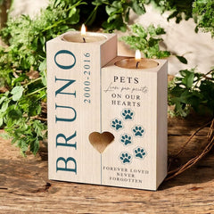 Personalised Pets Leave Paw Prints Dog Memorial Tea Light Candle Holder