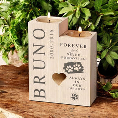 Personalised Forever Loved Dog Memorial Tea Light Candle Holder
