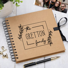 Personalised Family Name Leaf Design Brown Scrapbook Photo Album