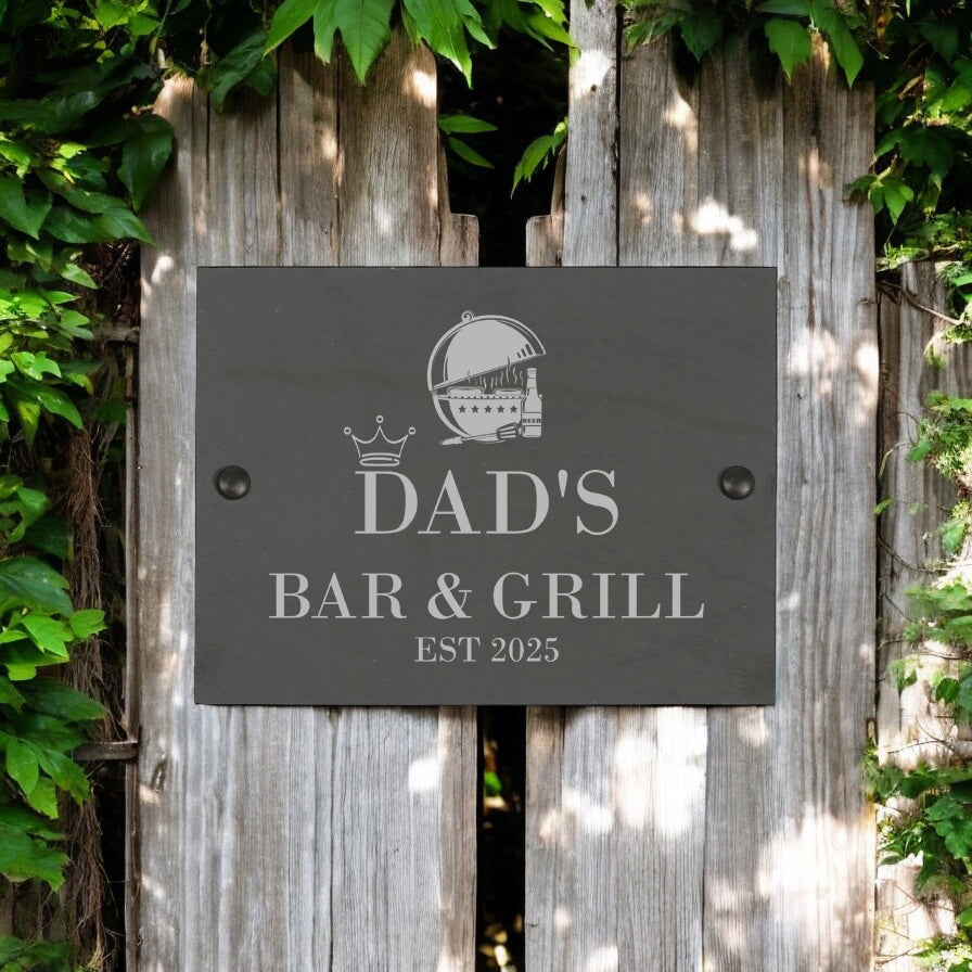 Personalised Bar Grill Barbecue Slate Plaque/Sign - 20x15cm - Garden, Outdoor sign Any Name or Title chopping Board ukgiftstoreonline