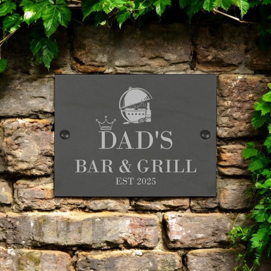 Personalised Bar Grill Barbecue Slate Plaque/Sign - 20x15cm - Garden, Outdoor sign Any Name or Title chopping Board ukgiftstoreonline