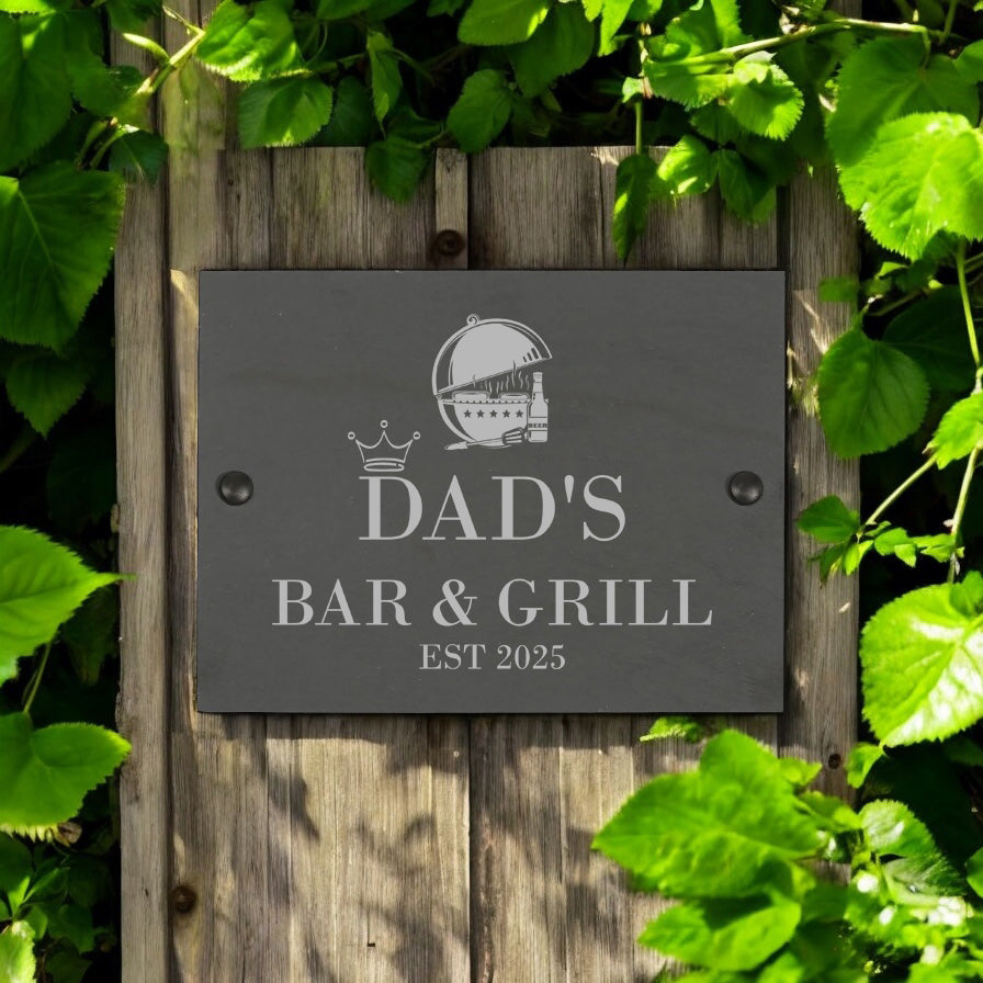 Personalised Bar Grill Barbecue Slate Plaque/Sign - 20x15cm - Garden, Outdoor sign Any Name or Title chopping Board ukgiftstoreonline