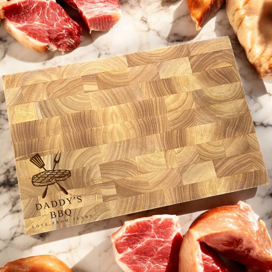 Personalised BBQ Cutting board/Butcher's block Name and Sentiment - 45x30x3.2cm ukgiftstoreonline