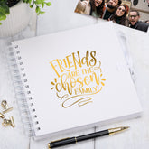 Friends are the chosen family White Scrapbook Photo album With Gold Script
