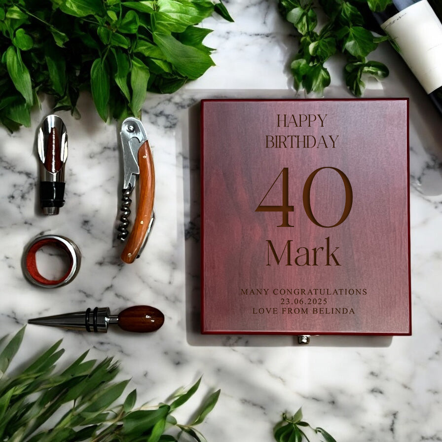 Wine Accessory Gift Set Personalised Engraved Wine Gift Set For Birthdays 30th 40th 50th 60th ukgiftstoreonline