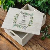 Personalised Large Wedding Keepsakes Vintage Box Style With Green Leaves