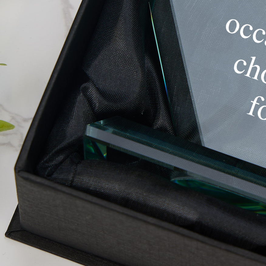 Jade Glass Personalised 15cm Award Trophy Any Engraving or Occasion Diamond Shape Jade Glass ukgiftstoreonline
