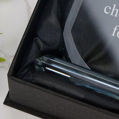Personalised 15cm Glass Award Trophy Any Engraving or Occasion Shield Design