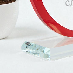 Large Red Edge Glass Personalised Engraved Award Trophy Perfect for Sports, Employees, School Ceremonies & Appreciation