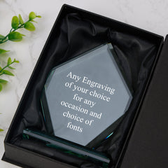 Jade Glass Personalised 15cm Award Trophy Any Engraving or Occasion Diamond Shape Jade Glass ukgiftstoreonline