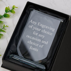 Personalised 15cm Glass Award Trophy Any Engraving or Occasion Shield Design