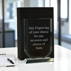 Personalised 15cm Glass Award Trophy Any Engraving or Occasion Shield Design