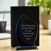 Clear and Blue Glass Personalised Engraved Award Trophy Perfect for Sports, Employees, School Ceremonies & Appreciation