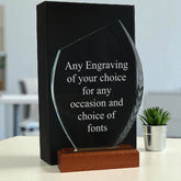 Wood Base Large Shield Glass Personalised Engraved Award Trophy Perfect for Sports, Employees, School Ceremonies & Appreciation