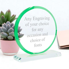 Large Green Edge Glass Personalised Engraved Award Trophy Perfect for Sports, Employees, School Ceremonies & Appreciation