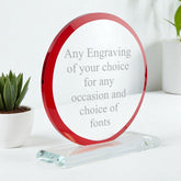 Large Red Edge Glass Personalised Engraved Award Trophy Perfect for Sports, Employees, School Ceremonies & Appreciation
