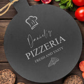 Personalised Engraved Large Rustic Slate Pizza Serving Platter with Rope Pizzeria