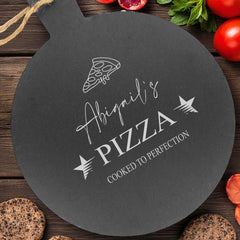 Personalised Engraved Large Rustic Slate Pizza Serving Platter with Rope Any Name