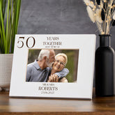 Personalised Elegant 50th Anniversary Wooden Engraved Photo Frame Gift