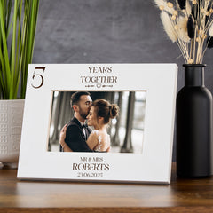 Personalised Elegant 5th Anniversary Wooden Engraved Photo Frame Gift