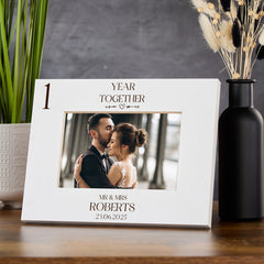 Personalised Elegant 1st Anniversary Wooden Engraved Photo Frame Gift