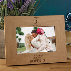 Personalised 5th Anniversary Wooden Engraved Photo Frames Gift Multiple Sizes