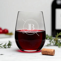 Customised Bespoke Stemless Wine Glass Glass Any Logo Engraved