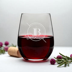 Customised Bespoke Stemless Wine Glass Glass Any Logo Engraved