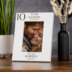 Personalised Elegant 10th Anniversary Wooden Engraved Photo Frame Gift