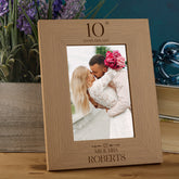 Personalised 10th Anniversary Wooden Engraved Photo Frames Gift Multiple Sizes