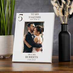 Personalised Elegant 5th Anniversary Wooden Engraved Photo Frame Gift