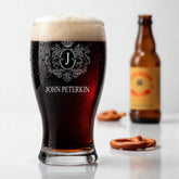 Personalised Tulip Beer Glass With Crest Initial And Name Gift For Him Engraved