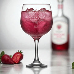 Personalised Gin and Tonic Balloon Cocktail Glass With Engraved Crest Personalised ukgiftstoreonline