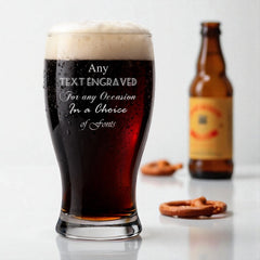 Personalised Tulip Beer Glass with Custom Text Engraved