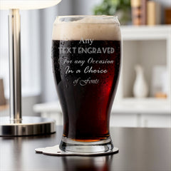 Personalised Tulip Beer Glass with Custom Text Engraving For Any Occasion Personalised ukgiftstoreonline