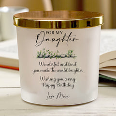 Personalised Gift for Daughter Sentiment Candle With Variety of Scents and Colours